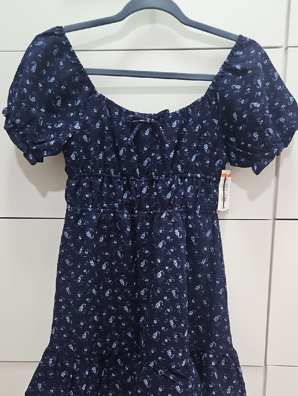 Treasure & Bond Navy Floral Puff Sleeve Midi Dress